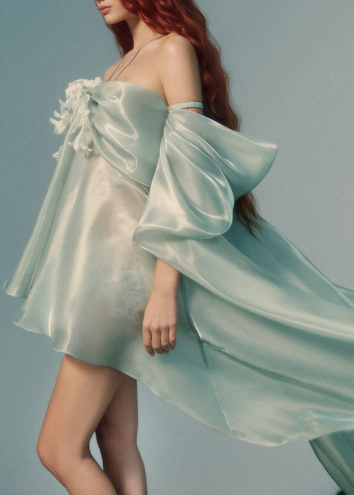 Keena Satin Flower High Low Dress