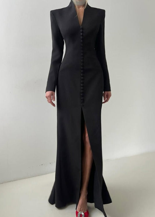 Enaitz Single Breasted Maxi Dress In Black