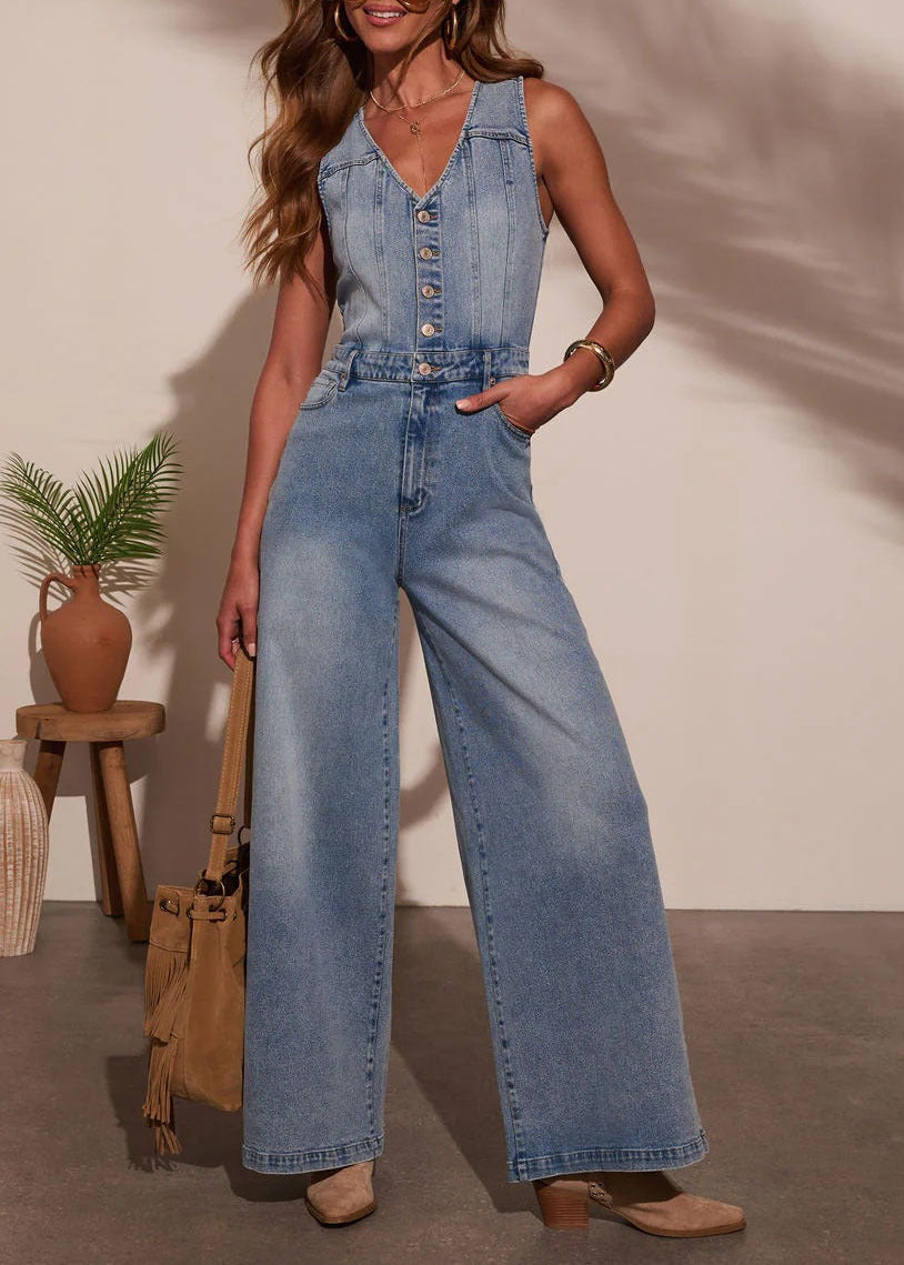 Kathryn Sleeveless Denim Jumpsuit