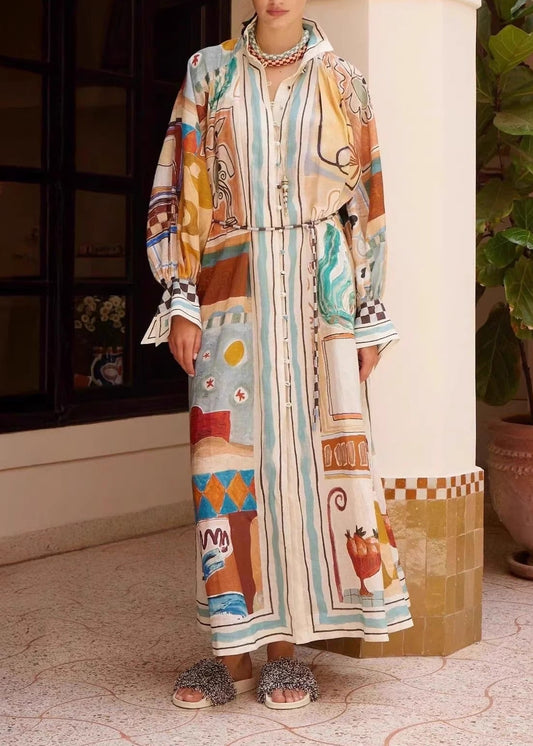Jaxson Balloon Sleeve Print Oversized Maxi Dress