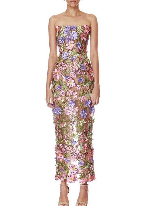 Denice Flower Embroidered Maxi Dress