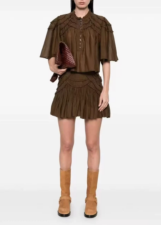 Ennius Ruffle Ruch Skirt Set