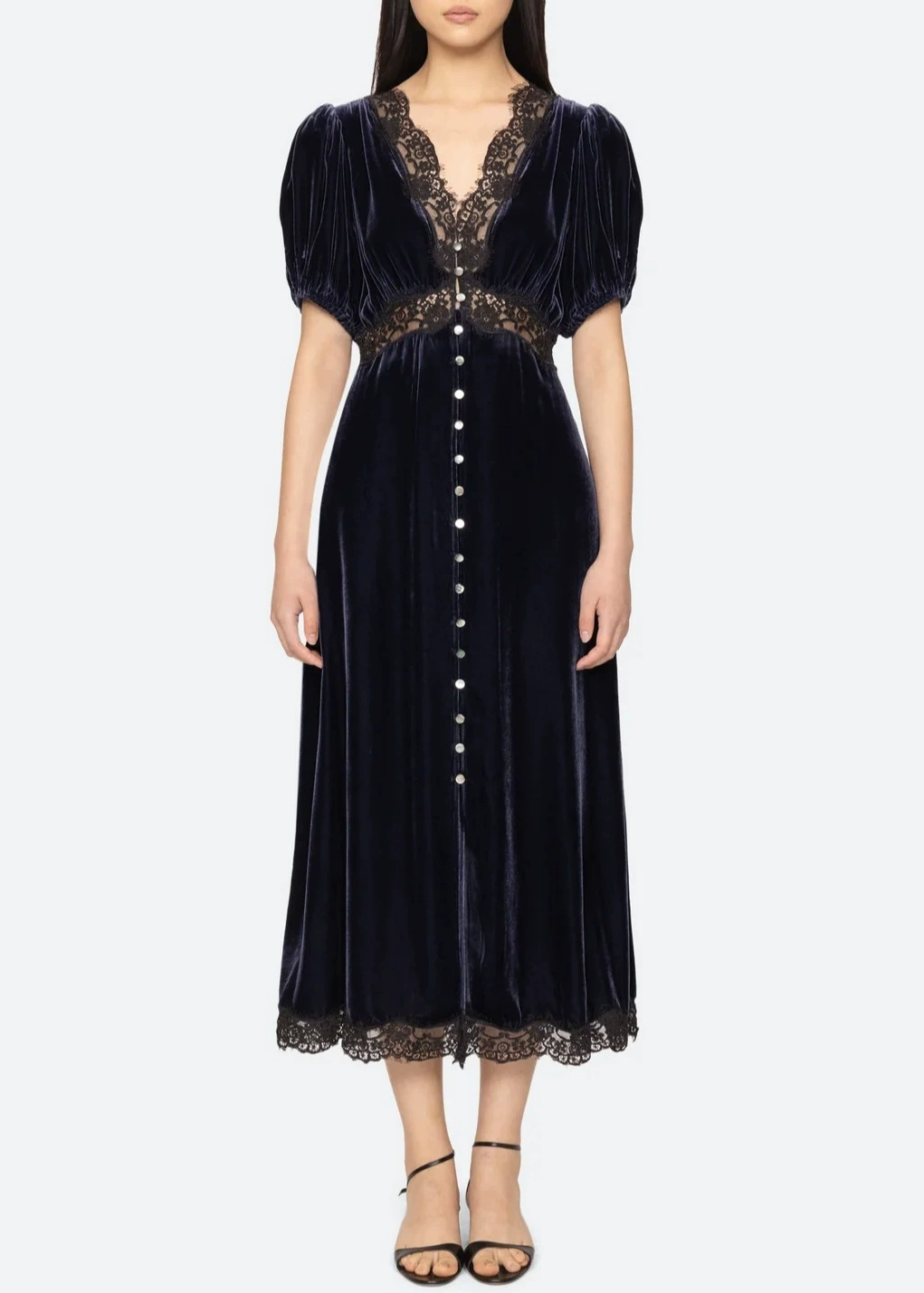 Erato Lace Velvet Midi Dress