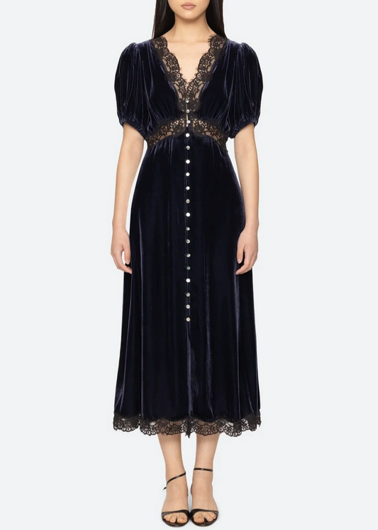 Erato Lace Velvet Midi Dress