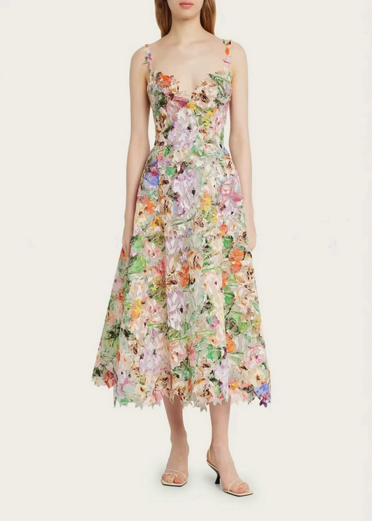 Flaminius Spaghetti Floral Midi Dress