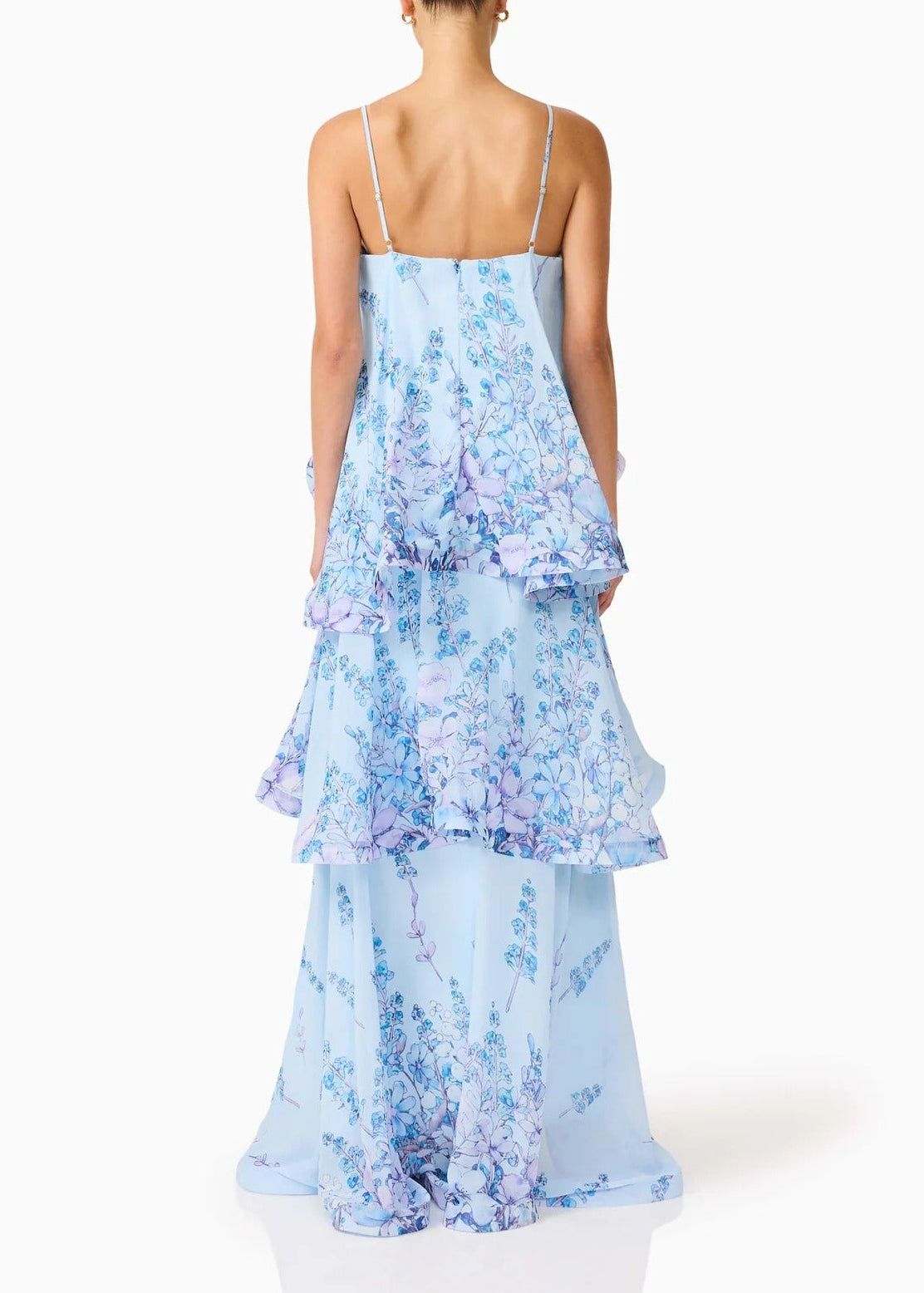 Hannie Floral Tiered Maxi Dress In Blue
