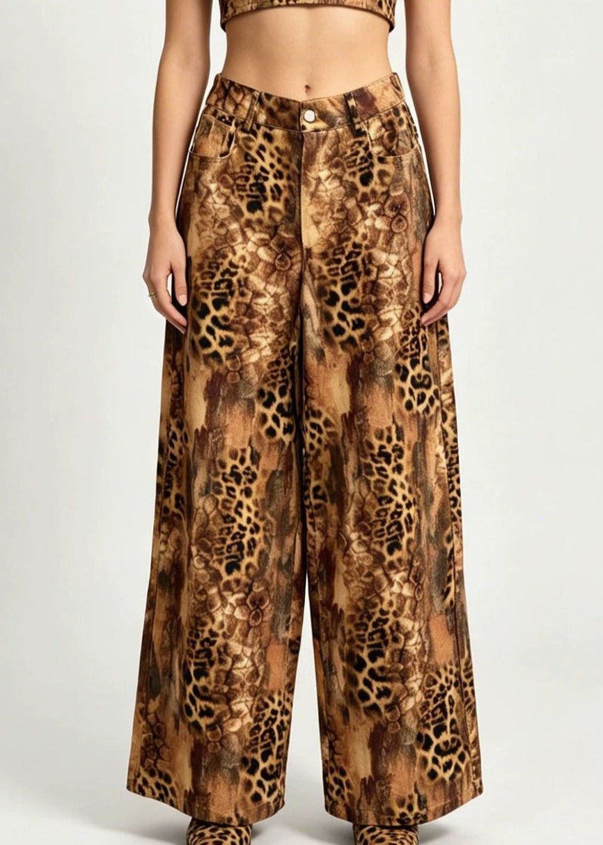 Indah Leopard Wide Leg Jeans