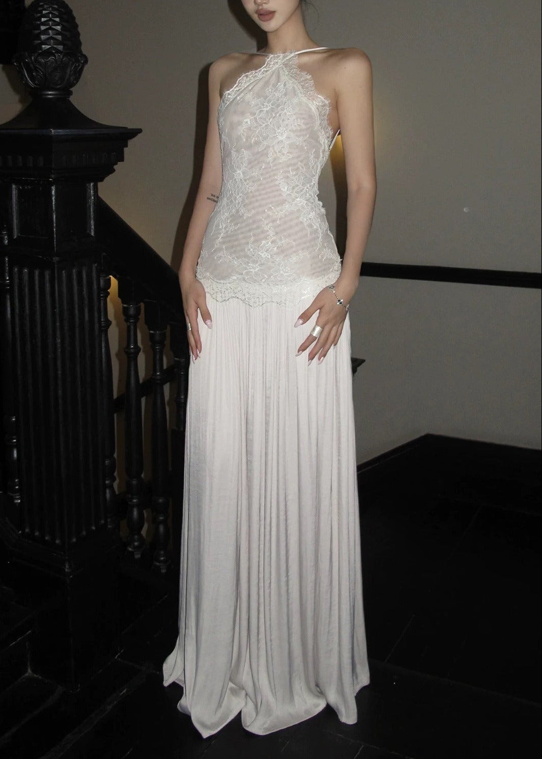 Erkan Lace Floral Ruch Maxi Dress