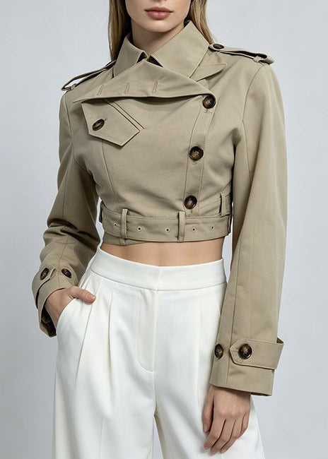 Ioses Crop Belt Trench Coat