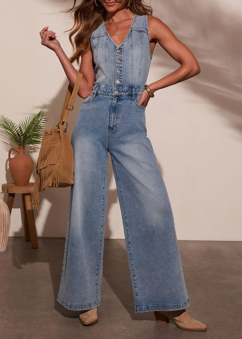 Kathryn Sleeveless Denim Jumpsuit