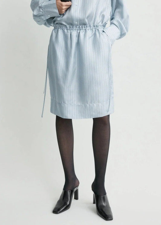 Ferdie Stripe Drawstring Mini Skirt In Baby Blue