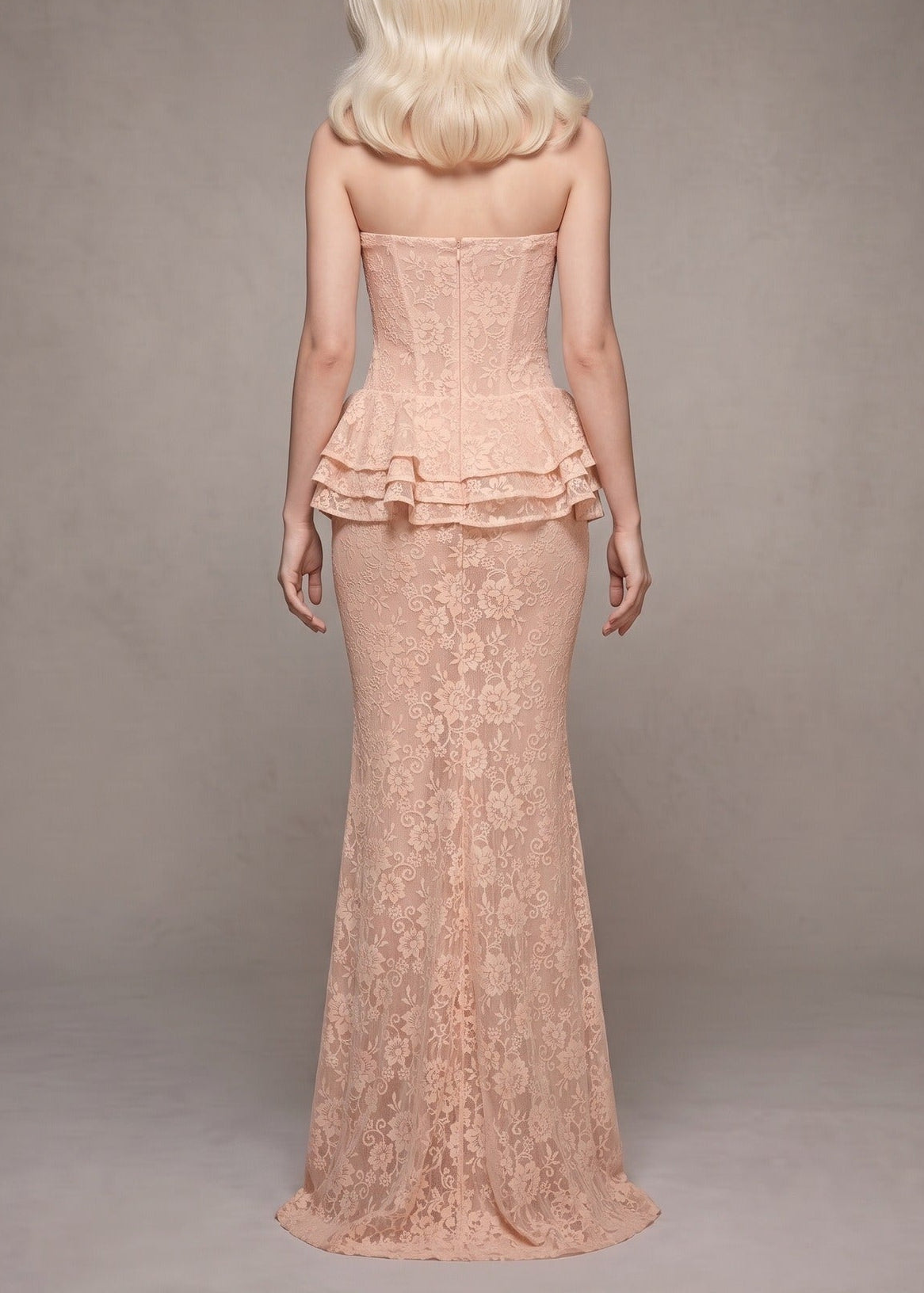 Kazuya Strapless Corset Lace Maxi Dress In Pink