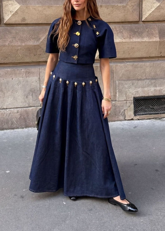 Ivelisse Embellished Denim Skirt Set