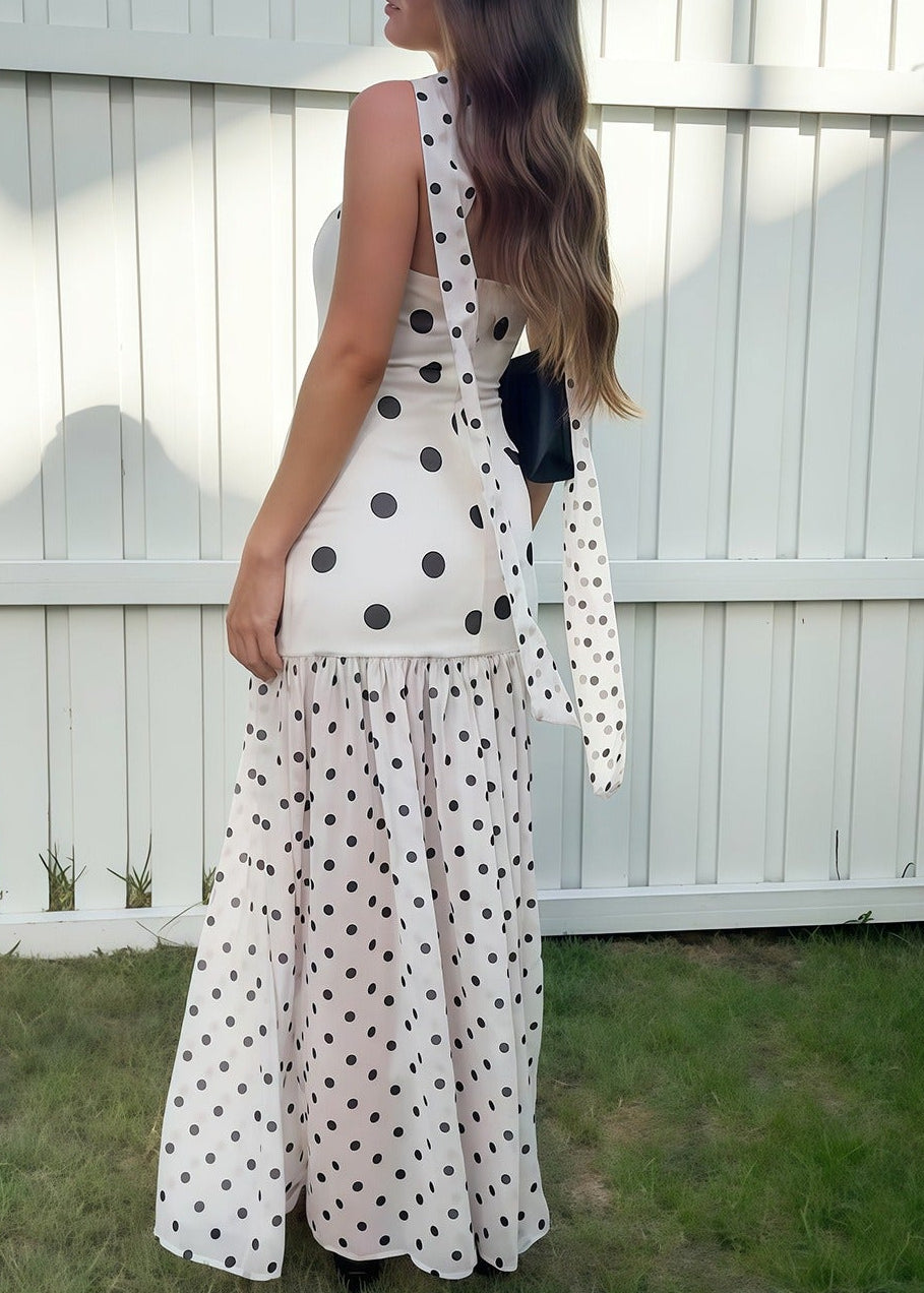 Irek Strapless Dot Scarf Maxi Dress