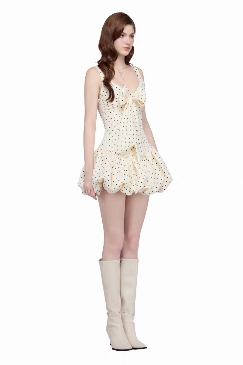 Herbie Bow Dot Bubble Mini Dress