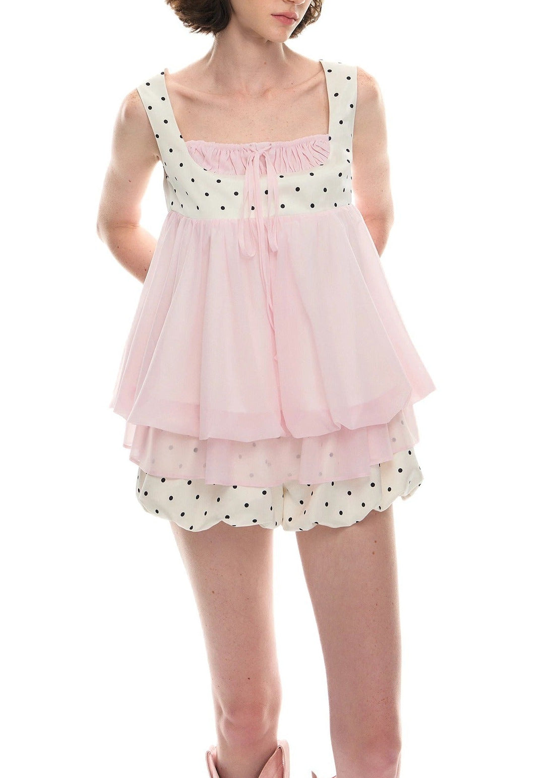 Henry Dot Mesh Bubble Mini Shorts Set