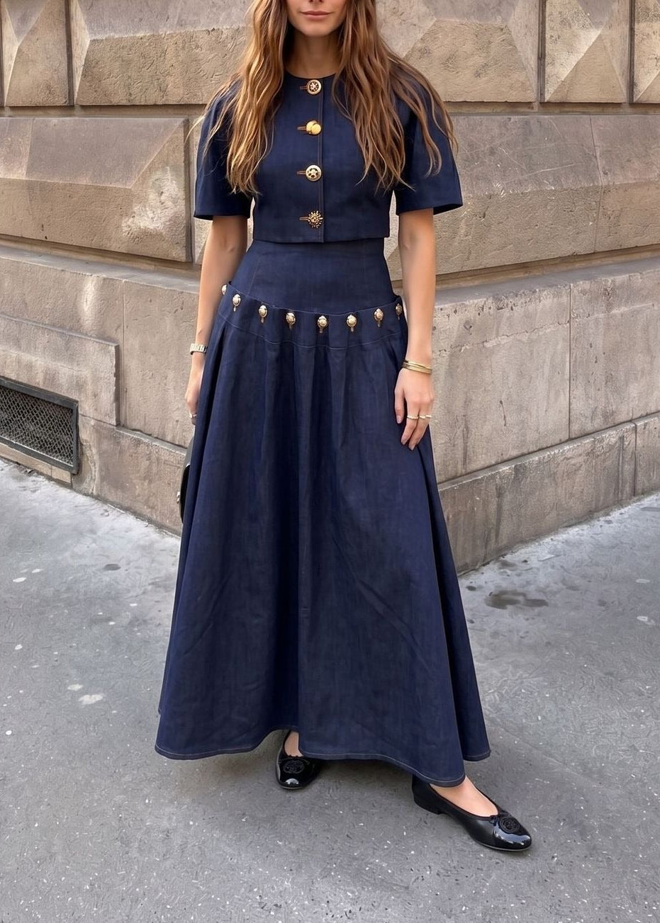 Ivelisse Embellished Denim Skirt Set
