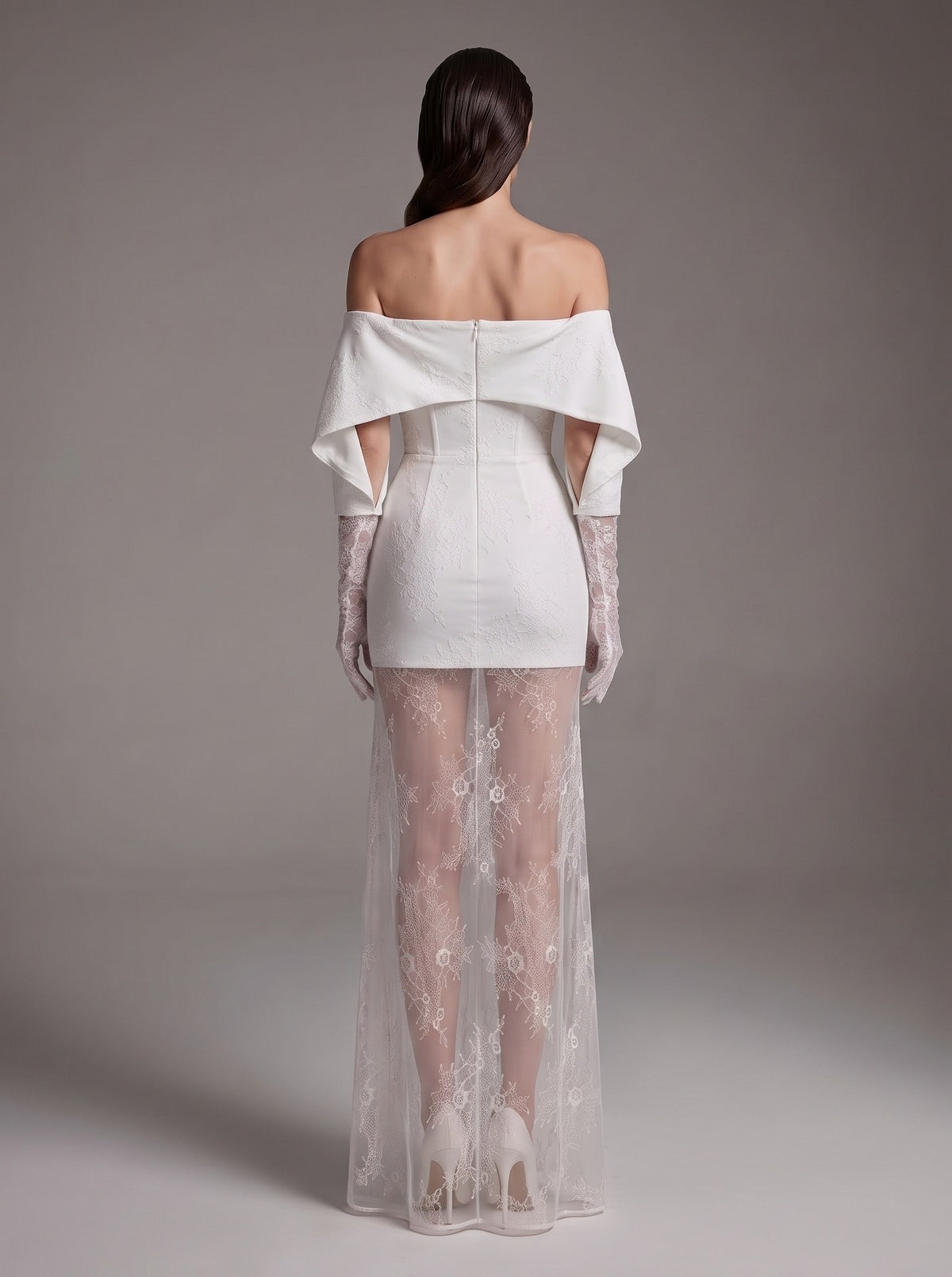 Kineks Off Shoulder Lace Skirt Set