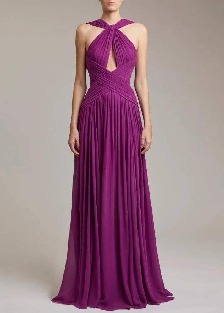 Kalista Halter Neck Ruch Cutout Maxi Dress