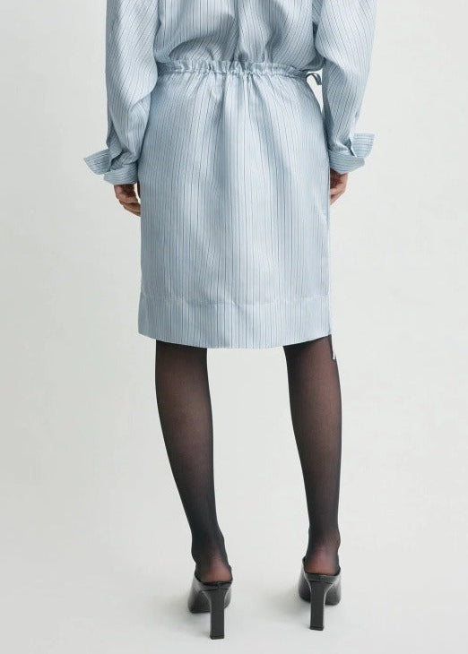 Ferdie Stripe Drawstring Mini Skirt In Baby Blue