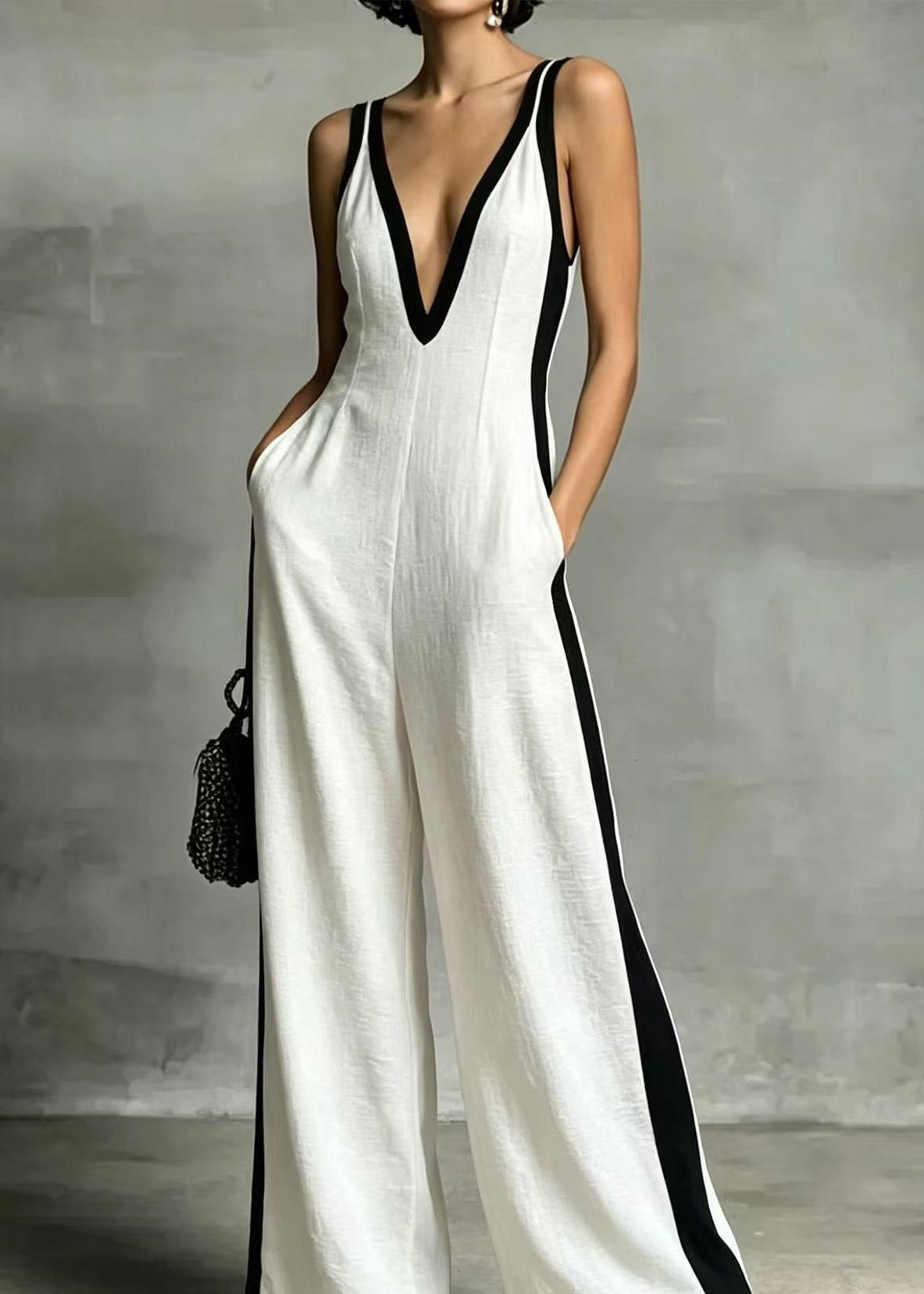 Kalle Plunge Colorblock Jumpsuit