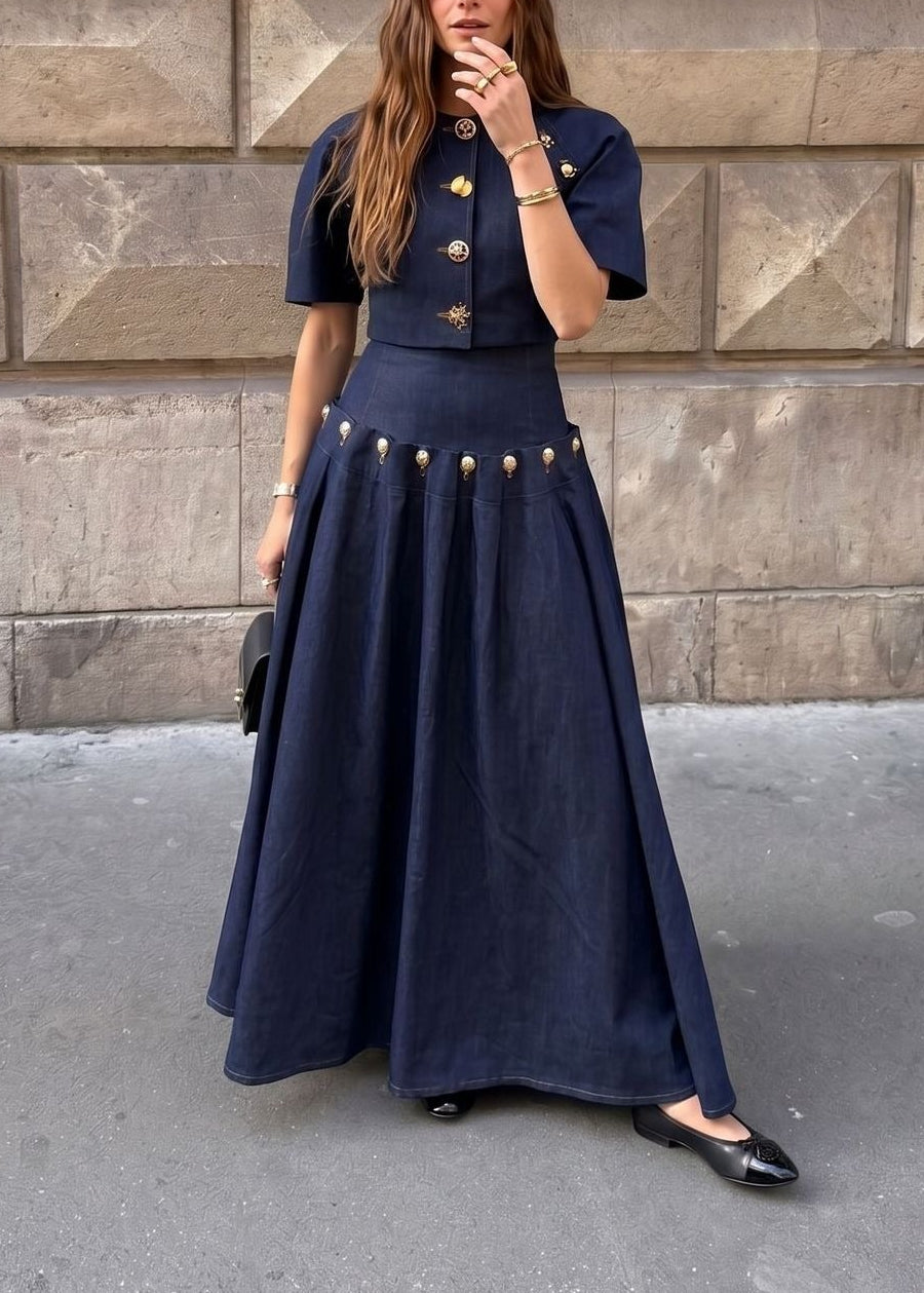 Ivelisse Embellished Denim Skirt Set