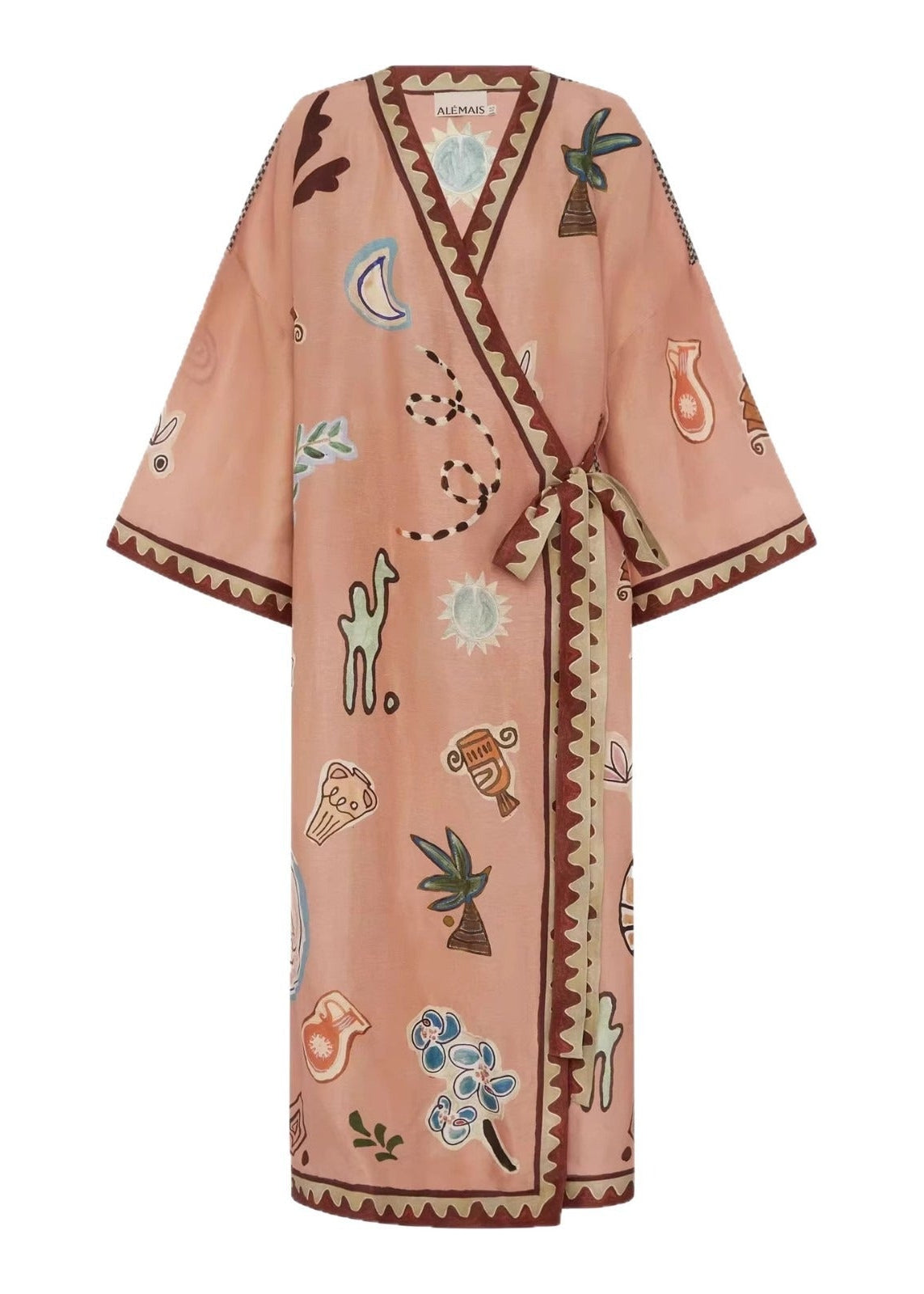 Kedma Long Sleeve Print Oversized Maxi Dress