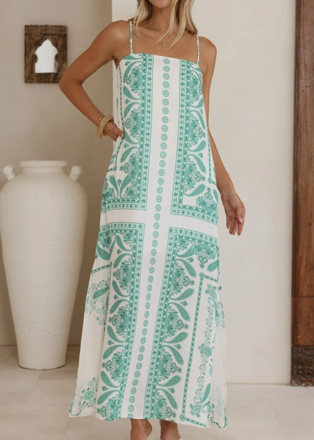 Keahi Spaghetti Floral Maxi Dress