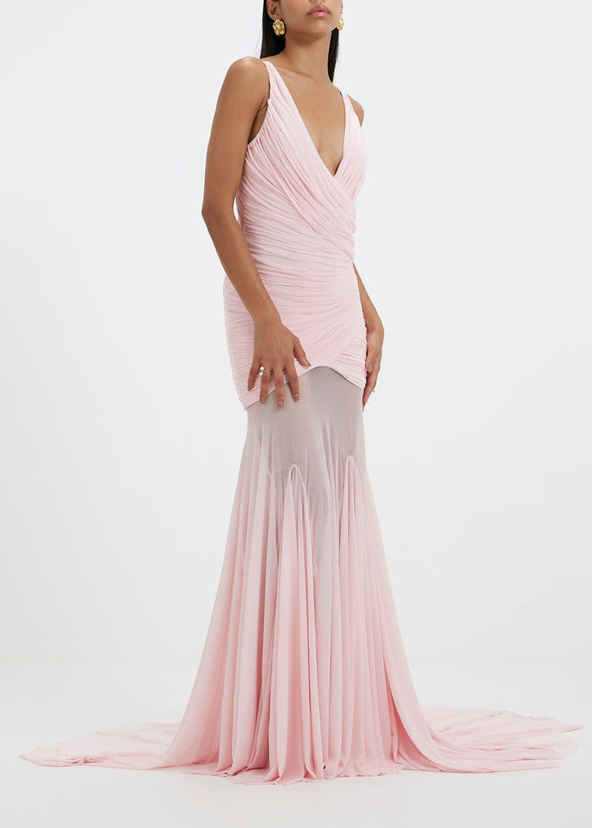 Kayla Ruch Mesh Flared Maxi Dress