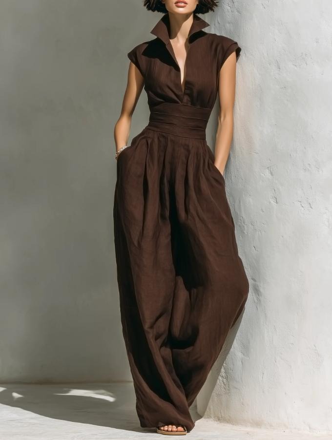Heraclitus V Neck Ruch Jumpsuit