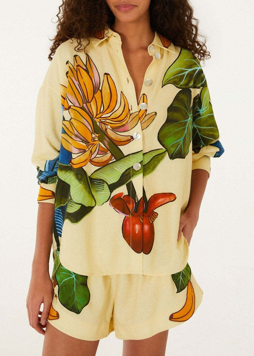 Kayode Long Sleeve Print Shorts Set