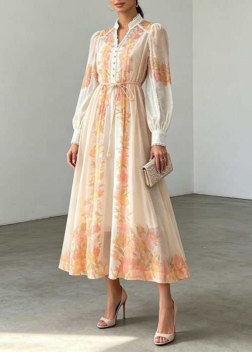Keen Balloon Sleeve Floral Maxi Dress