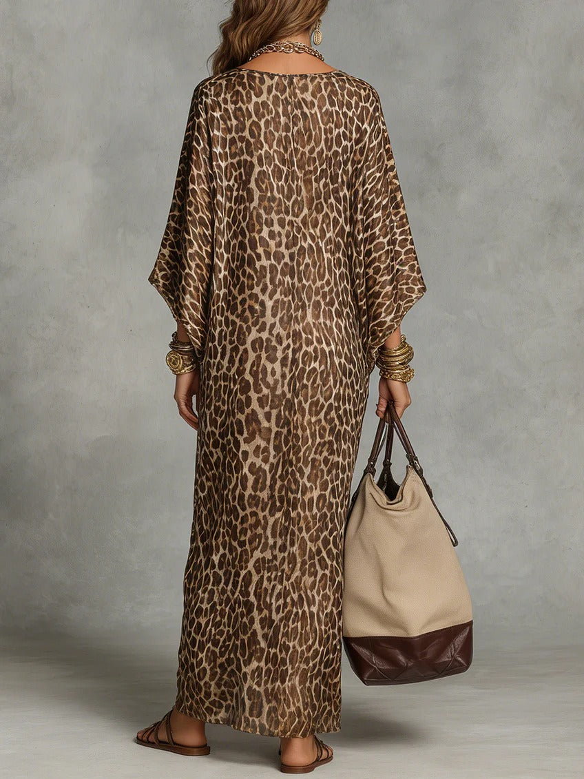 Intira V Neck Leopard Maxi Dress