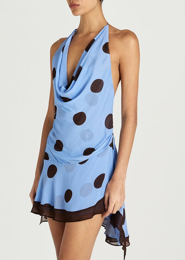 Kasia Cowl Neck Dot Mini Dress