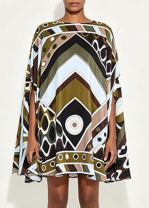 Hardy Cape Sleeve Print Mini Dress