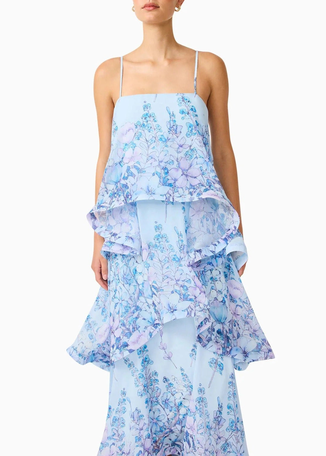 Hannie Floral Tiered Maxi Dress In Blue