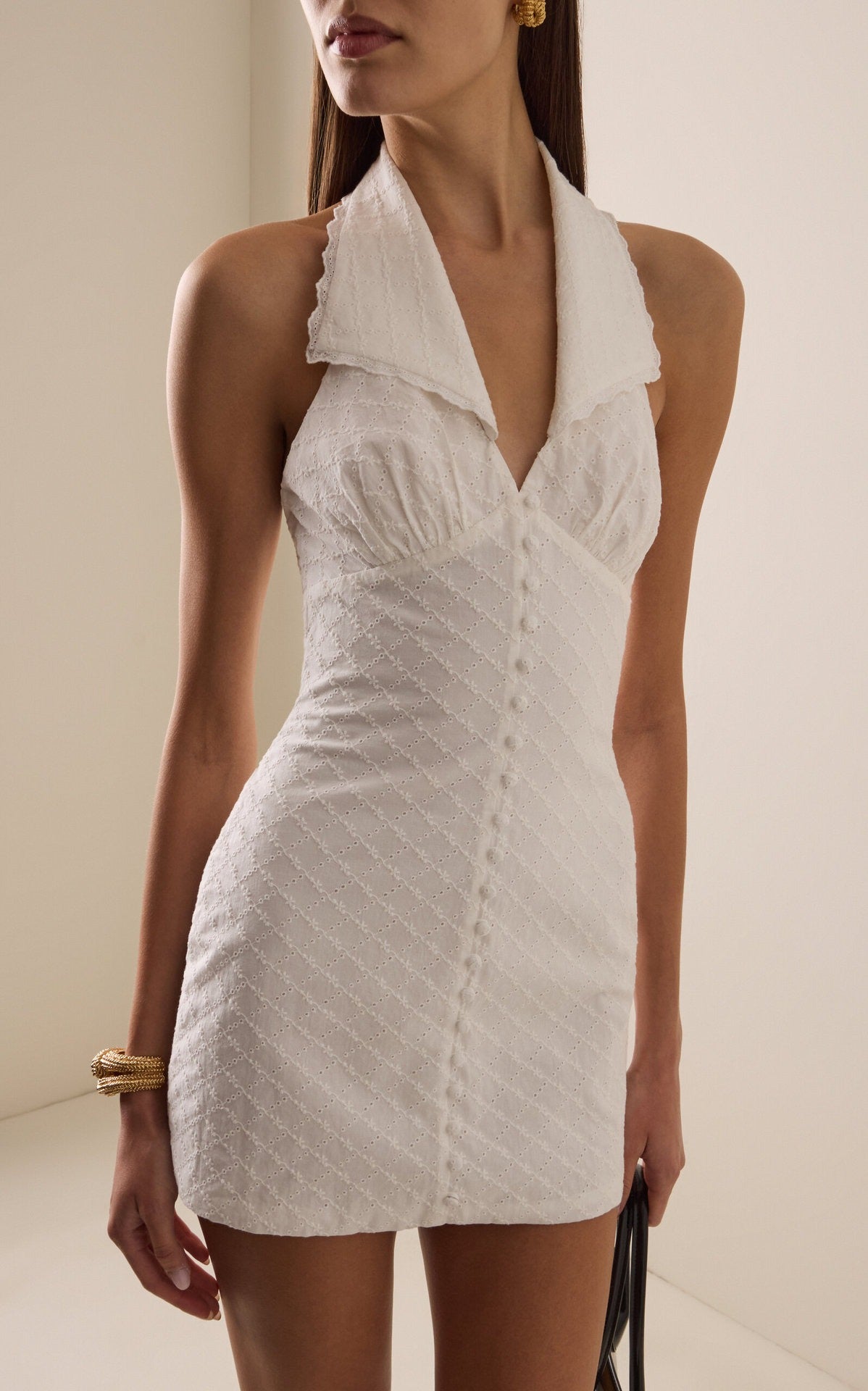 Kitoko Halter Neck Embroidered Mini Dress