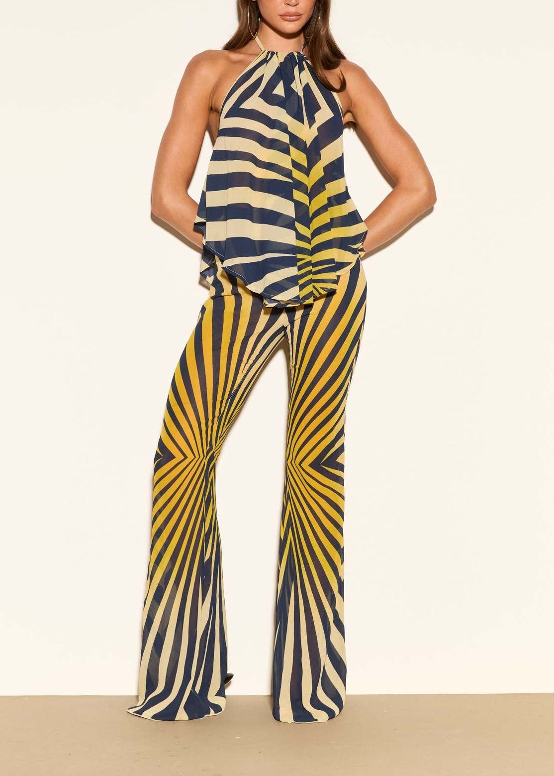 Keoni Halter Neck Stripe Pants Set