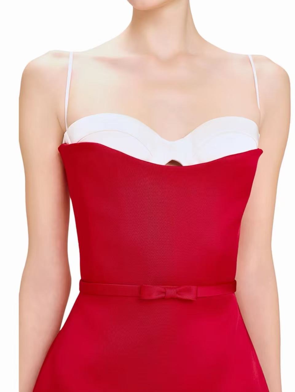 Giosetta Spaghetti Colorblock Mini Dress In Red