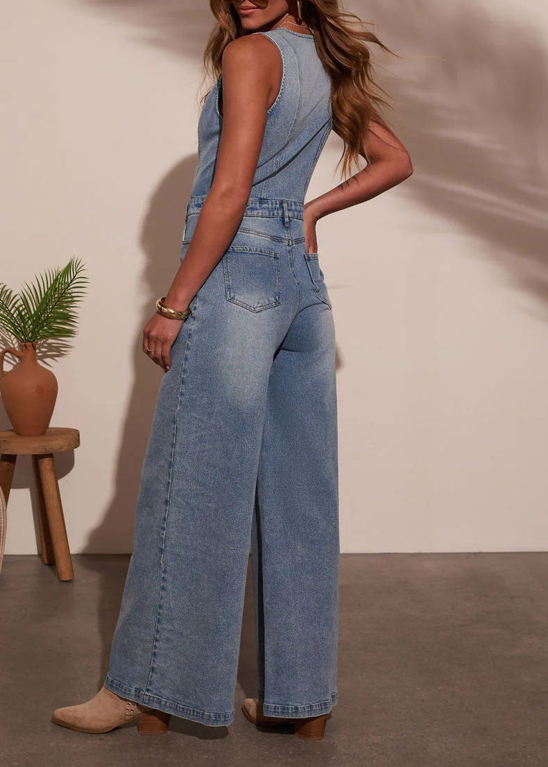 Kathryn Sleeveless Denim Jumpsuit