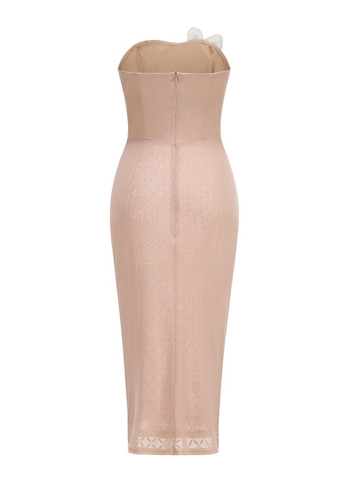Ittay Strapless Flower Embellished Midi Dress