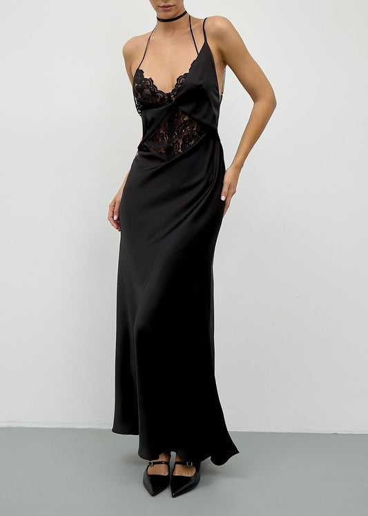 Hamidullah Backless Lace Maxi Dress