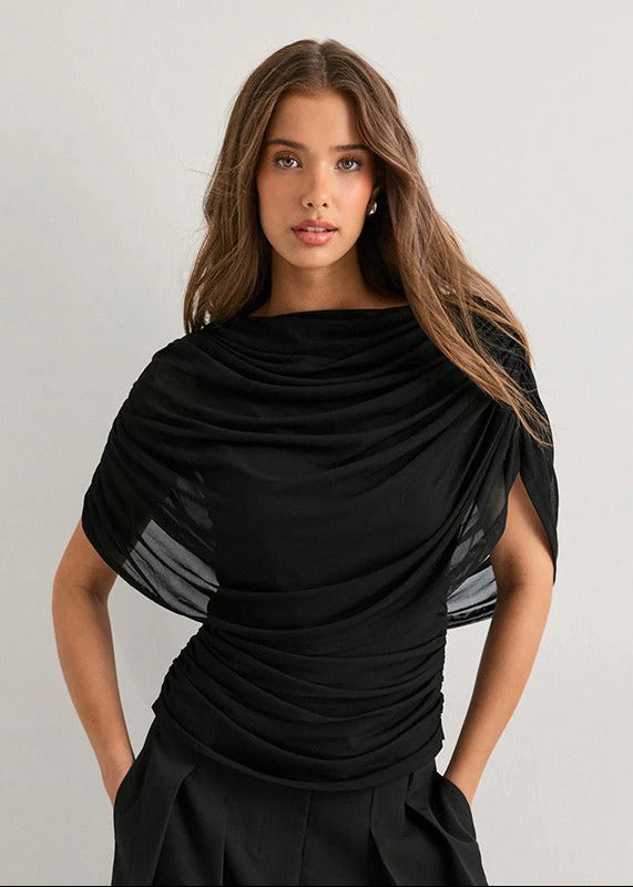 Fizza Mesh Shawl Ruch Top