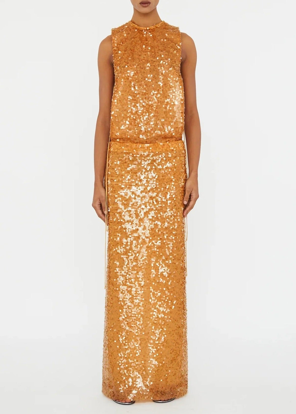 Fatime Tie Up Sequin Maxi Dress