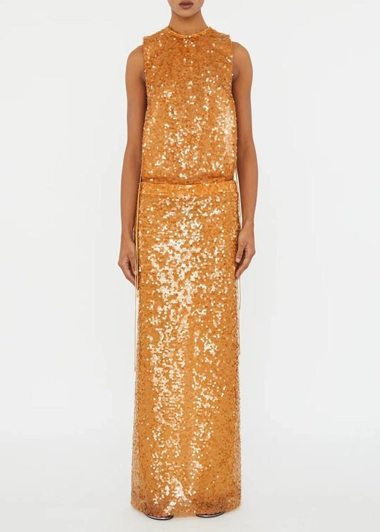 Fatime Tie Up Sequin Maxi Dress