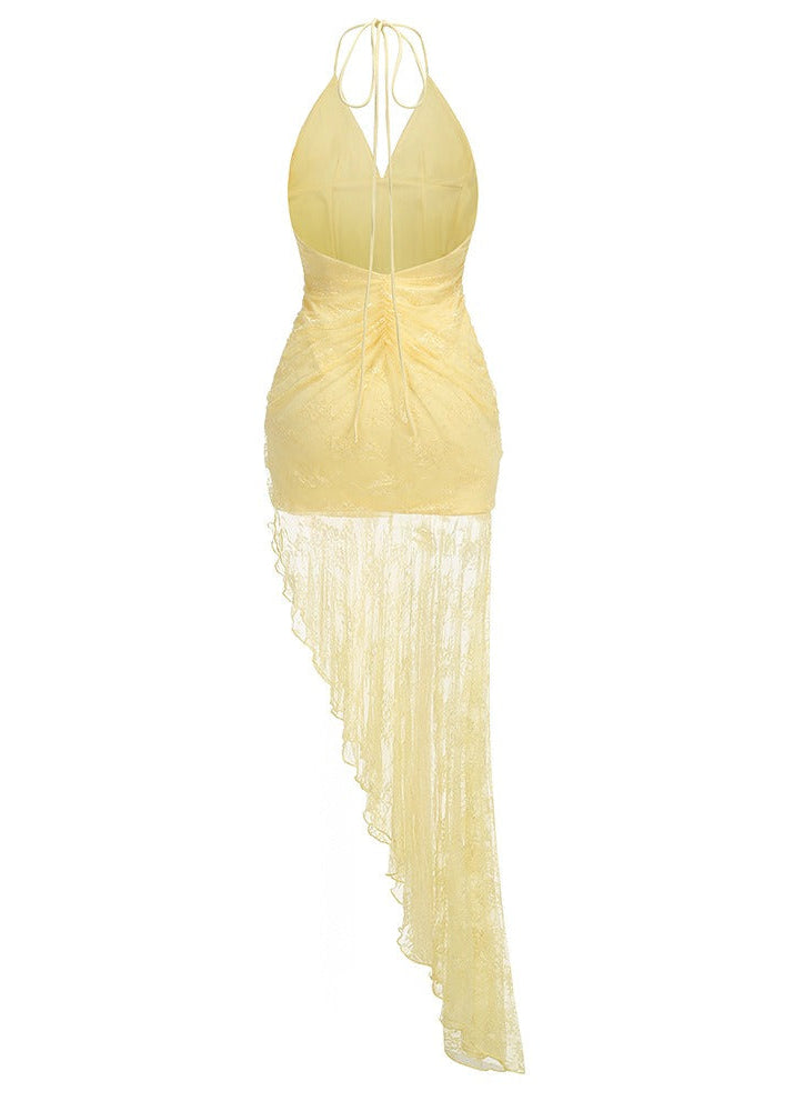 Isabela Halter Neck Lace Maxi Dress