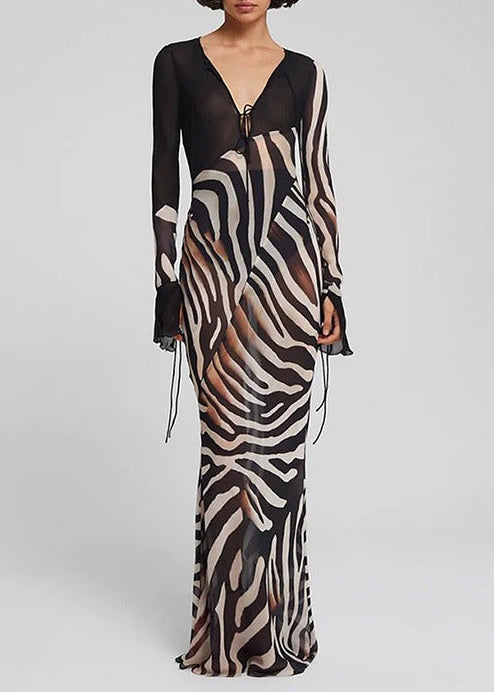 Kosta Print Mesh Maxi Dress