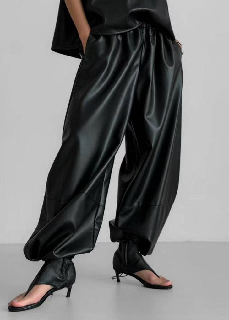 Fazl Drawstring Leather Pants