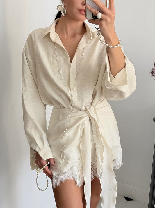 Keelan Tie Up Mini Shirt Dress