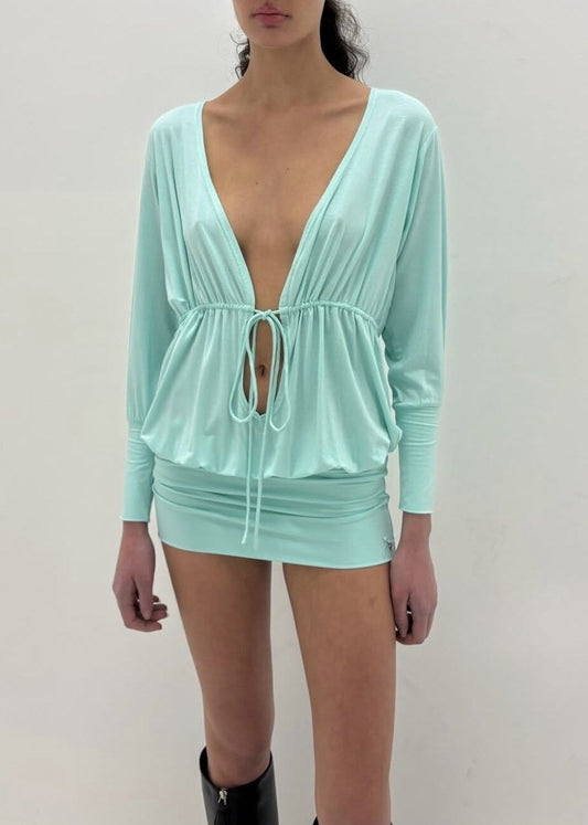 Kelaiah Plunge Draped Mini Dress